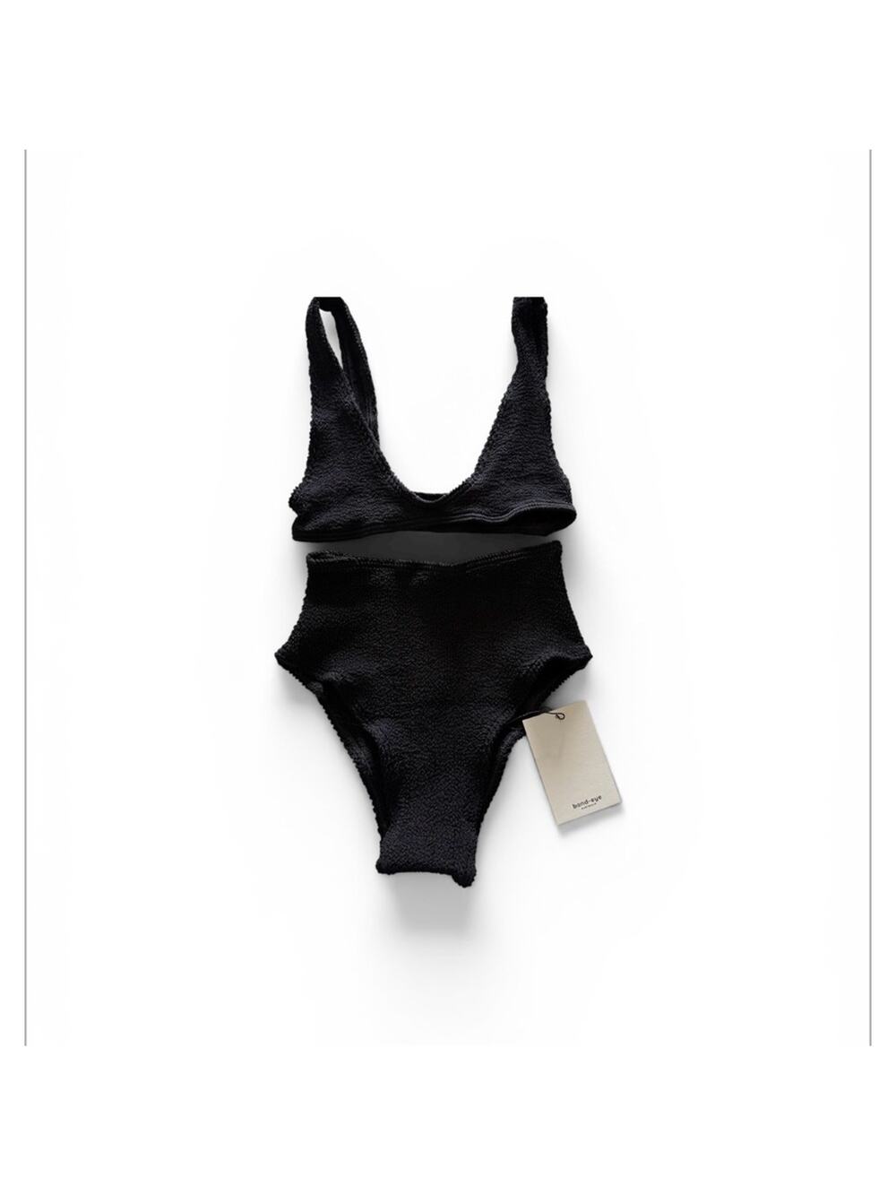bond-eye Black Textured high waist 2 piece swim wear one size fits lost